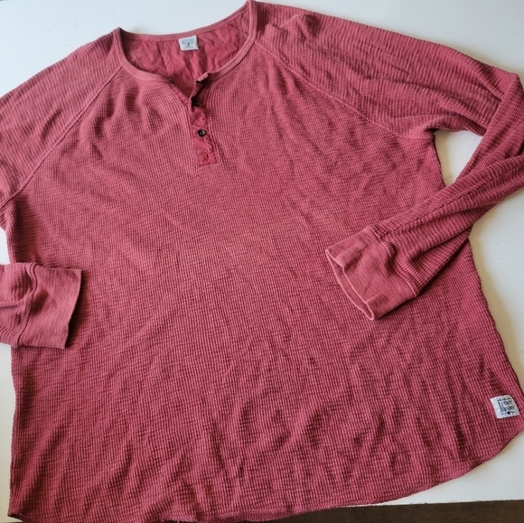Lucky Brand Men's Henley Waffle-Knit Cotton Thermal Tee Size XL Red - Picture 6 of 10
